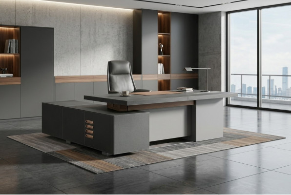 Design Büro Miwwel Ariichtung Schreifdësch Eck Dësch Chef Lieder Holz