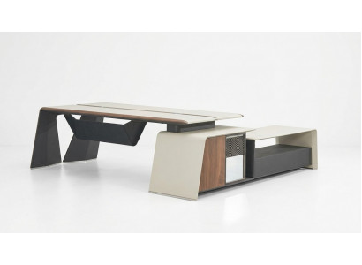 Eckschrëftsbord Büro Chef Ariichtung Zëmmer Miwwelen Design Schrëftsdëscher