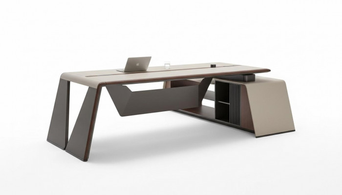 Design Büro Schreifdësch Dësch Fotell Ariichtung Ecktësch mat Stull 2tlg.