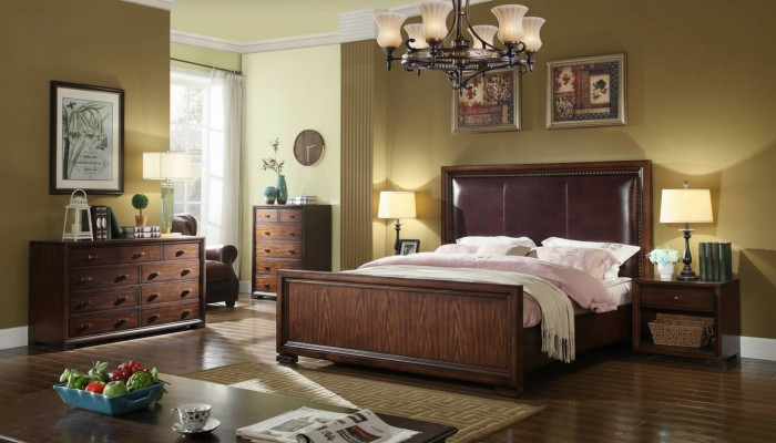 Komplett Schlofzëmmer Set 4 Deeler Design Modern Luxus Bett 2x Nuetsdësch
