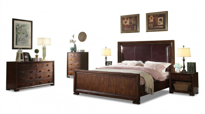 Komplett Schlofzëmmer Set 4 Deeler Design Modern Luxus Bett 2x Nuetsdësch