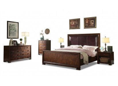 Komplett Schlofzëmmer Set 4 Deeler Design Modern Luxus Bett 2x Nuetsdësch