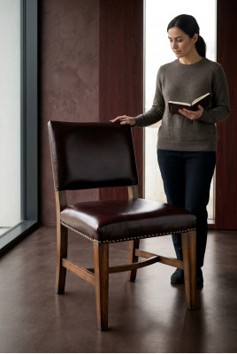 Stull 1x Luxus Design Polster Still Sëtz Büro Designer Iesszëmmer Holz
