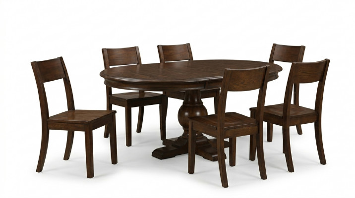 Set Komplett Iessdësch 6x Still Iesszëmmer Set Iess Grupp Holz Dësch Dëscher 7 Stéck