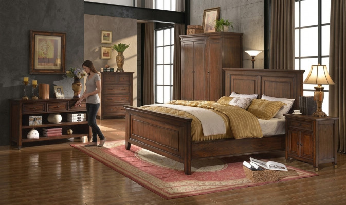 Bett + 2x Nuetsdësch 3 Deeler Schlofzëmmer Set Designer Luxus Schlofzëmmer Sets