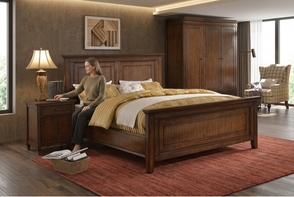Designer Schlofzëmmer Miwwelen 5-stéck Komplett Set Bett Nuechtbuedem Kleiderschaf Nei