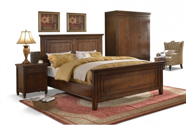 Designer Schlofzëmmer Miwwelen 5-stéck Komplett Set Bett Nuechtbuedem Kleiderschaf Nei