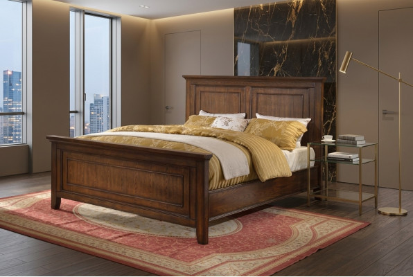 Schlofkummer 3 Stk. Nuetsdësch Set Design Luxus Bett Holz Duebelbett nei