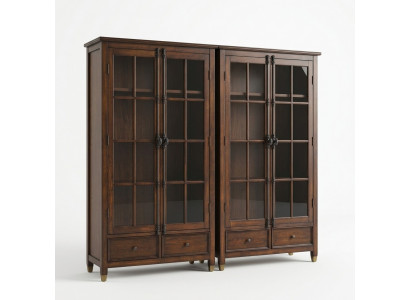 Set vun 2x Vitrinen-Kommoden Vitrinen Glas Schaf Glasschaf Vitrinenschaf Holz