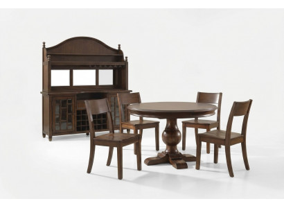 Design Ronn Dësch 4x Stull Iess Raum Sëtz Ronn Dëscher Garnitur Holz 5-Stéck Set