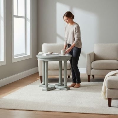 Ronnen Nuesschnëssel Dësch Canapé Wunnzëmmer Couchtisch Design Dëscher
