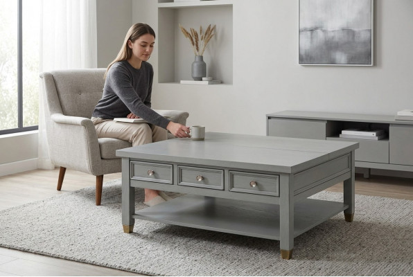 Multifunktioun Canapé Dësch Niewendësch Kaffisdëscher Design Holz Wunnzëmmer