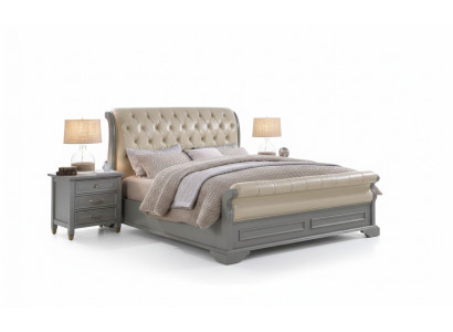 Schlofzëmmer Set Designer Luxus Holz Miwwelen 180x200cm Bett 2x Nuetsdësch 3 Deeler.