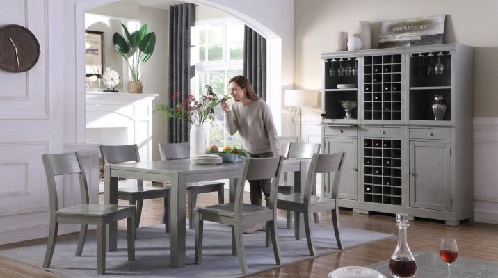Designer Miwwel Holz Dësch Sëtzt Iesszëmmer 6x Still 7tl. Set Garnitur Grupp