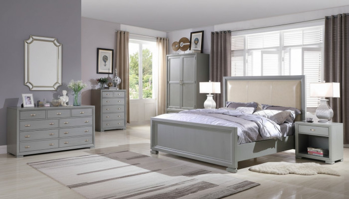 Bett 2x Nuetsdësch 3 Stéck Schlofzëmmer Set Better Miwwelen Chesterfield 180x200cm
