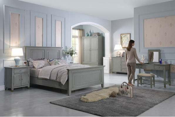 Schlofzëmmer Nuetsdëscher 3 Stéck Set Design Luxus Bett Holz Duebelbett nei Miwwelen