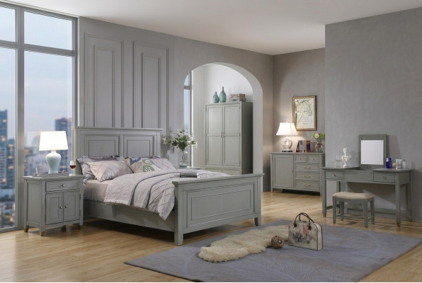 Schlofzëmmer Nuetsdëscher 3 Stéck Set Design Luxus Bett Holz Duebelbett nei Miwwelen