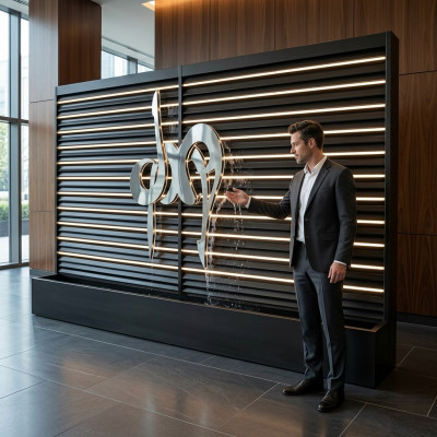 Wandpaneel Waasserwand LED Design Maueren Trennwand Waasserfall