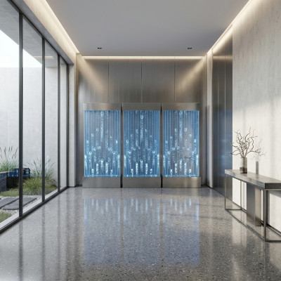 Waasserwänn Modern Oftrennwand LED Waasserwand Beliicht Wand