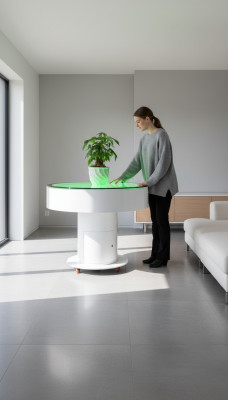 Ronne Dësch Bar Ronnen Dëscher LED Waasser Spill Beliicht Deko LED Miwwelen