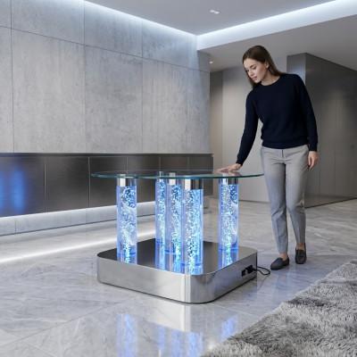 Waasser Säulen Design Dësch Canapé Dësch Säil Water Sofa Dëscher LED