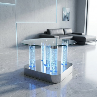 Waasser Säulen Design Dësch Canapé Dësch Säil Water Sofa Dëscher LED