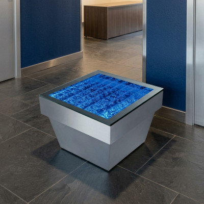 Design Dësch Couchtisch Waasser Kolonn Kolonn Waasser Canapé LED Dekoratioun Beliicht