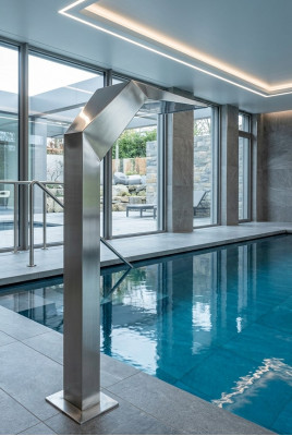 Pool Waasserfall Springbrunn Edelstol Waasserspiller Dekoratioun Anlag