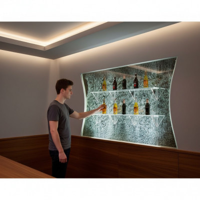 Regaler Design beliicht Led Waasser Wand Bar Regal Sail Waassersäile