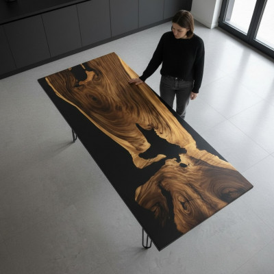 Luxusdëscher Iessdësch River Table Massiv Dëscher 240x100 Flossdësch Echt