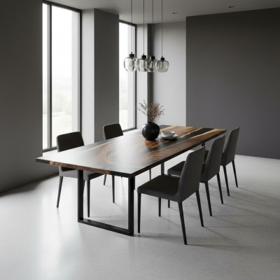 Luxus Design Epoxyharz Iessdësch River Table Eechte Massivholz Dëscher