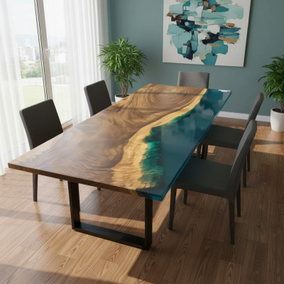 Iessdësch River Dësch Eechte Holz Flosdësch 241x100 Massiv Dëscher