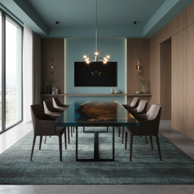Couchtisch River Dëscht Epoxidharz Massive Dëscher 121x61 Flossdësch