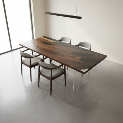 Iessdësch Black River Table Echt Holz Flossendësch 221x91cm Dëscher