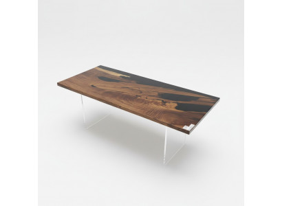 Iessdësch Black River Table Echt Holz Flossendësch 221x91cm Dëscher