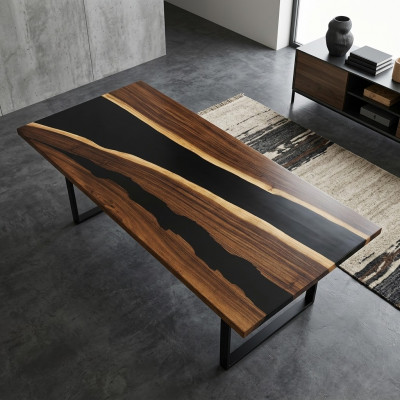 Dësch Iessdësch Dëscher Epoxidharz Epoxy Echt Holz Massivt Design