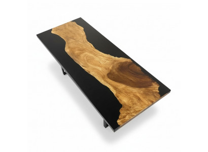 Dësch Epoxid Harz Iessdësch Eechte Holz Massiv Miwwelen Waasserfall Epoxy