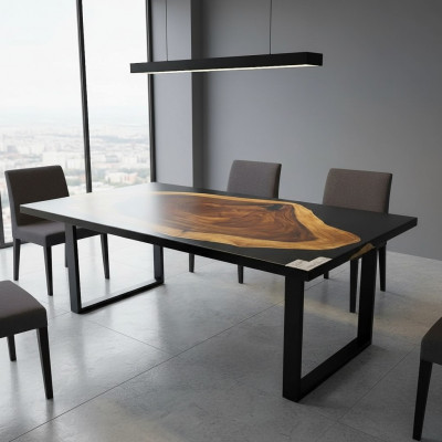 Luxus Iessdësch River Table Massiv Dëscher 141*71 Flossdësch Echt Holz