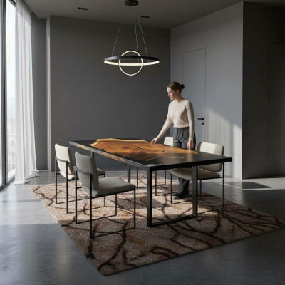 Epoxidharz Iessdësch River Table Massiv Dëscher 160x81 Flossdësch Nei