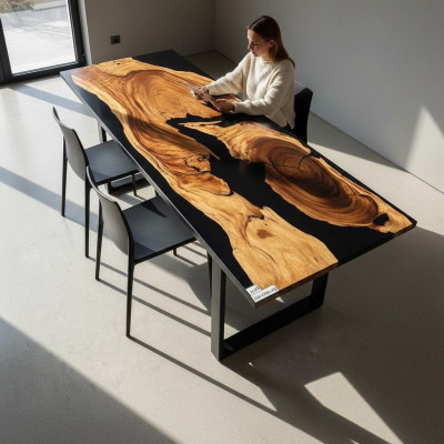 Konferenzdësch Iessdësch River Floss Massiv 262x101 Epoxidharz Dëscher