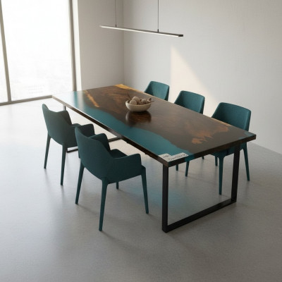 Couchtisch River Table Echt Holz Flossdësch Massiv Epoxidharz Still