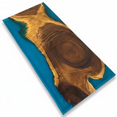 Iessen Dësch River Table Massiv Dëscher 221x101 Flosstisch Epoxidharz Mier
