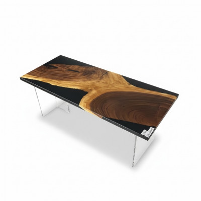 Iessdësch Epoxyharz Massiv Dëscher 201x81 cm Flossdësch Richtegt Holz