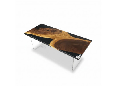 Iessdësch Epoxyharz Massiv Dëscher 201x81 cm Flossdësch Richtegt Holz
