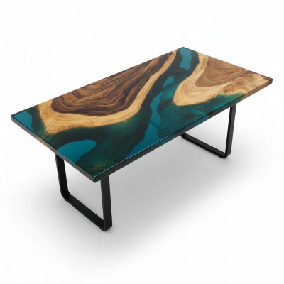 Dësch Iessdësch Dëscher Harz Epoxy Massiv Design Miwwelen 140x71 Richteg
