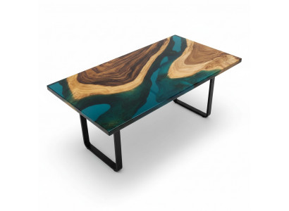 Dësch Iessdësch Dëscher Harz Epoxy Massiv Design Miwwelen 140x71 Richteg