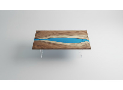 Iessdësch River Table Massiv Dëscher 185x85cm Flossdësch Epoxyharz Mier