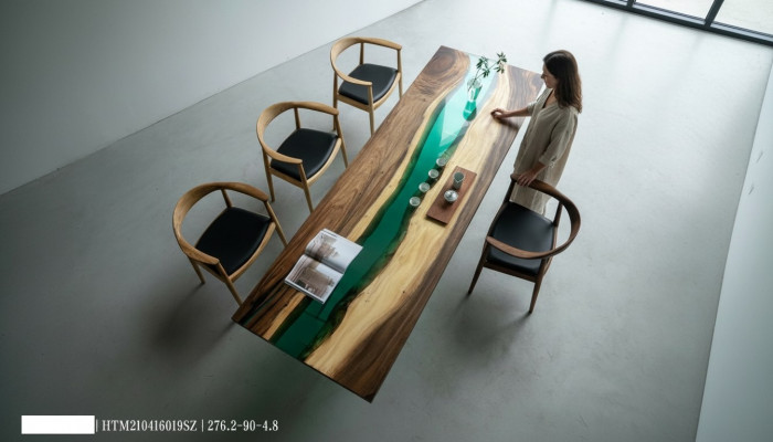 Luxus Dëscher Konferenztësch River Table Richtegt Holz Flosstësch Massiv