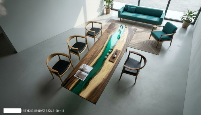 Luxus Dëscher Konferenztësch River Table Richtegt Holz Flosstësch Massiv