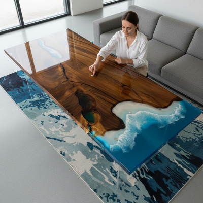 Iessdësch River Table Echt Holz Flossendësch 181x81cm Massiv Dëscher